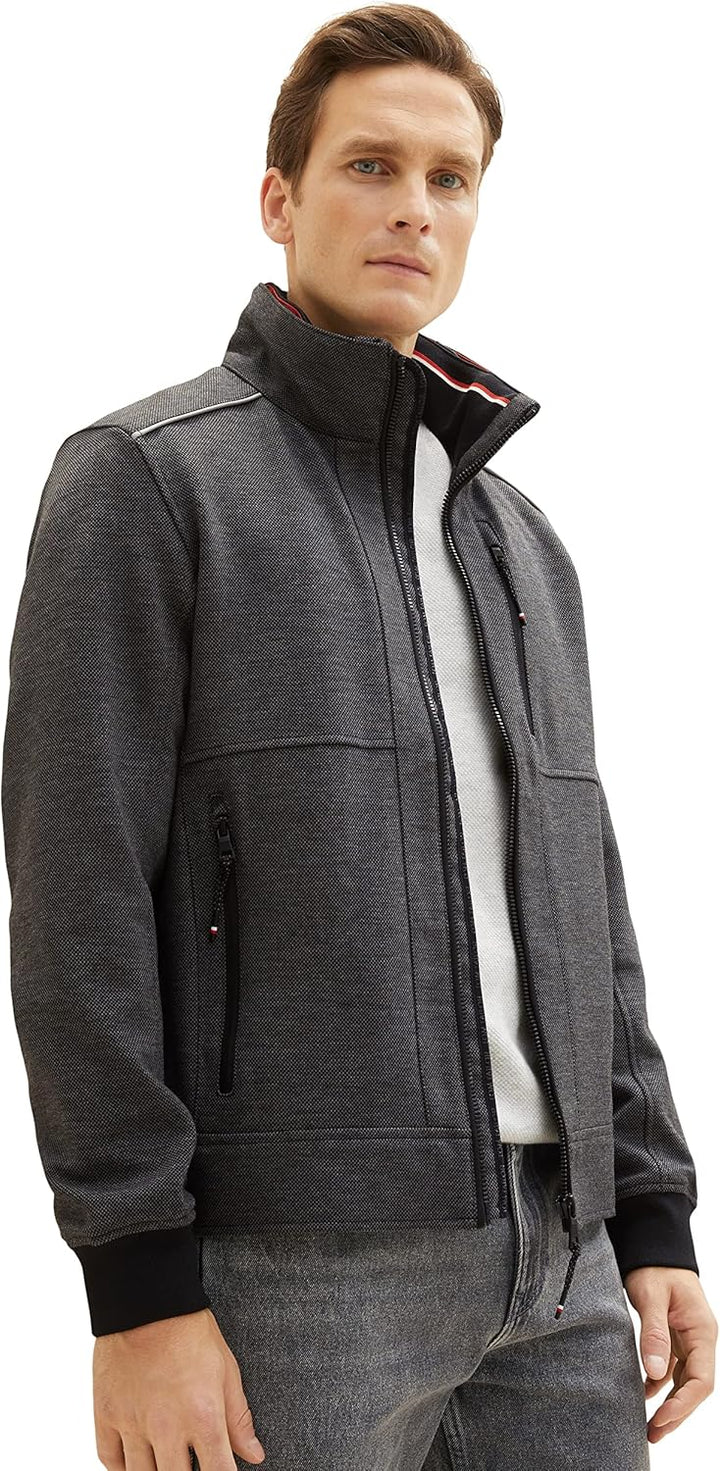 TOM TAILOR Herren Casual Blouson Jacke mit Abnehmbarer Kapuze im Kragen XL 31109-anthracite Knitted
