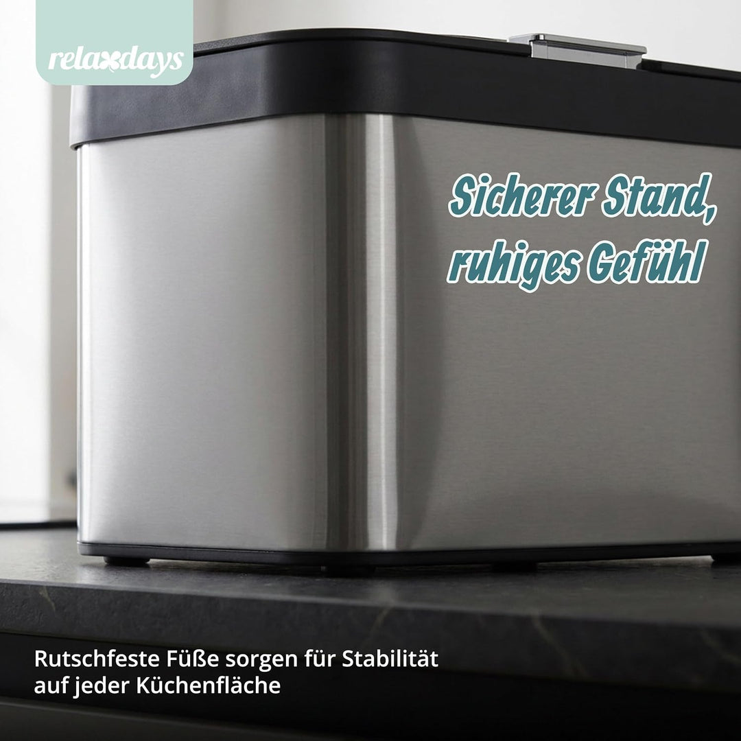 Relaxdays Biomülleimer Arbeitsplatte, 4,5 L, silber/schwarz | Komposteimer geruchsdicht, Inneneimer