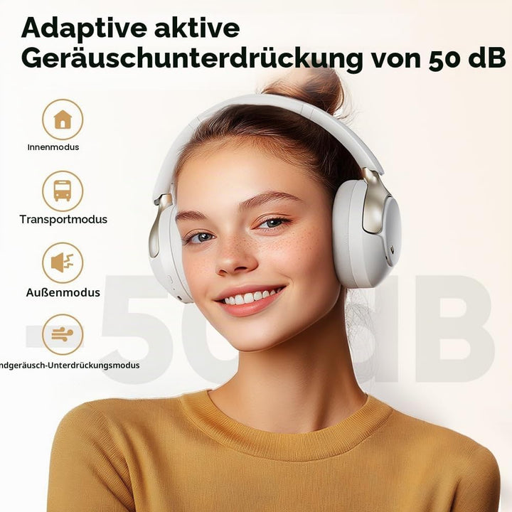 QCY H3 PRO Over Ear kopfhörer Bluetooth,50db Adaptives aktives Noise Cancelling mit Mehreren Modi,Hi