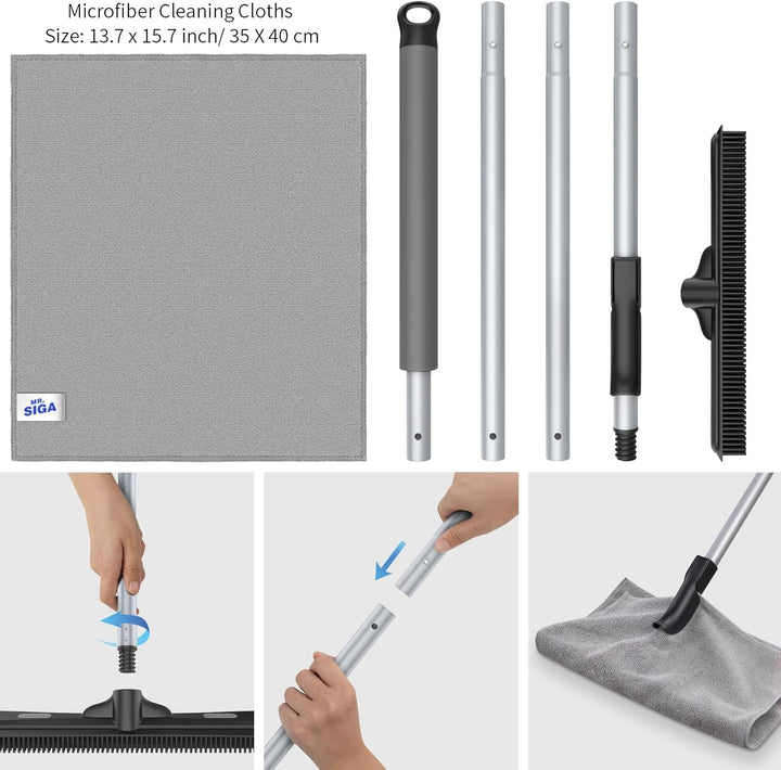 MR.SIGA Gummibesen zur Entfernung von Tierhaaren mit integriertem Abzieher, 3-in-1-Bodenbürste für T
