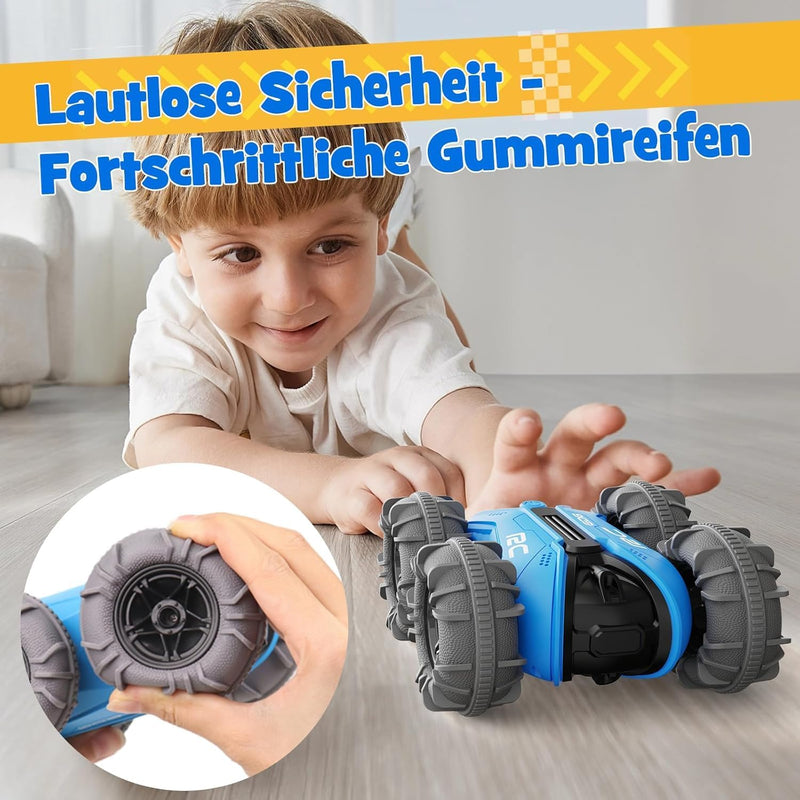 NIKYPJ Amphibienfahrzeug Ferngesteuertes Auto - 360° Rollen, 50m+ Reichweite - RC Auto für Kinder ab