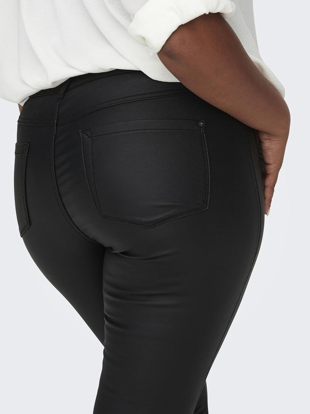 ONLY Damen Skinny Jeans Carpunk Reg Sk Coated Pants Noos 44W / 32L Schwarz (Black Black), 44W / 32L