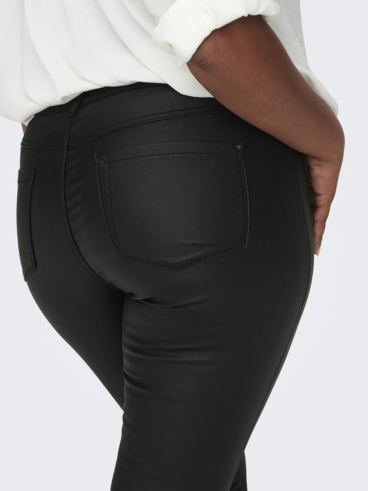 ONLY Damen Skinny Jeans Carpunk Reg Sk Coated Pants Noos 44W / 32L Schwarz (Black Black), 44W / 32L