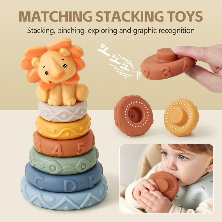 Atoylink Montessori Babyspielzeug ab 6 Monate Sensorik Spielzeug mit Objektpermanenz Box & Stapelbec