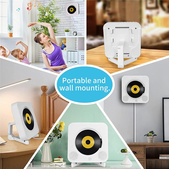 Tragbarer CD Player mit Bluetooth USB - Wand Montierbaren HiFi Lautsprechern mit Fernbedienung Multi