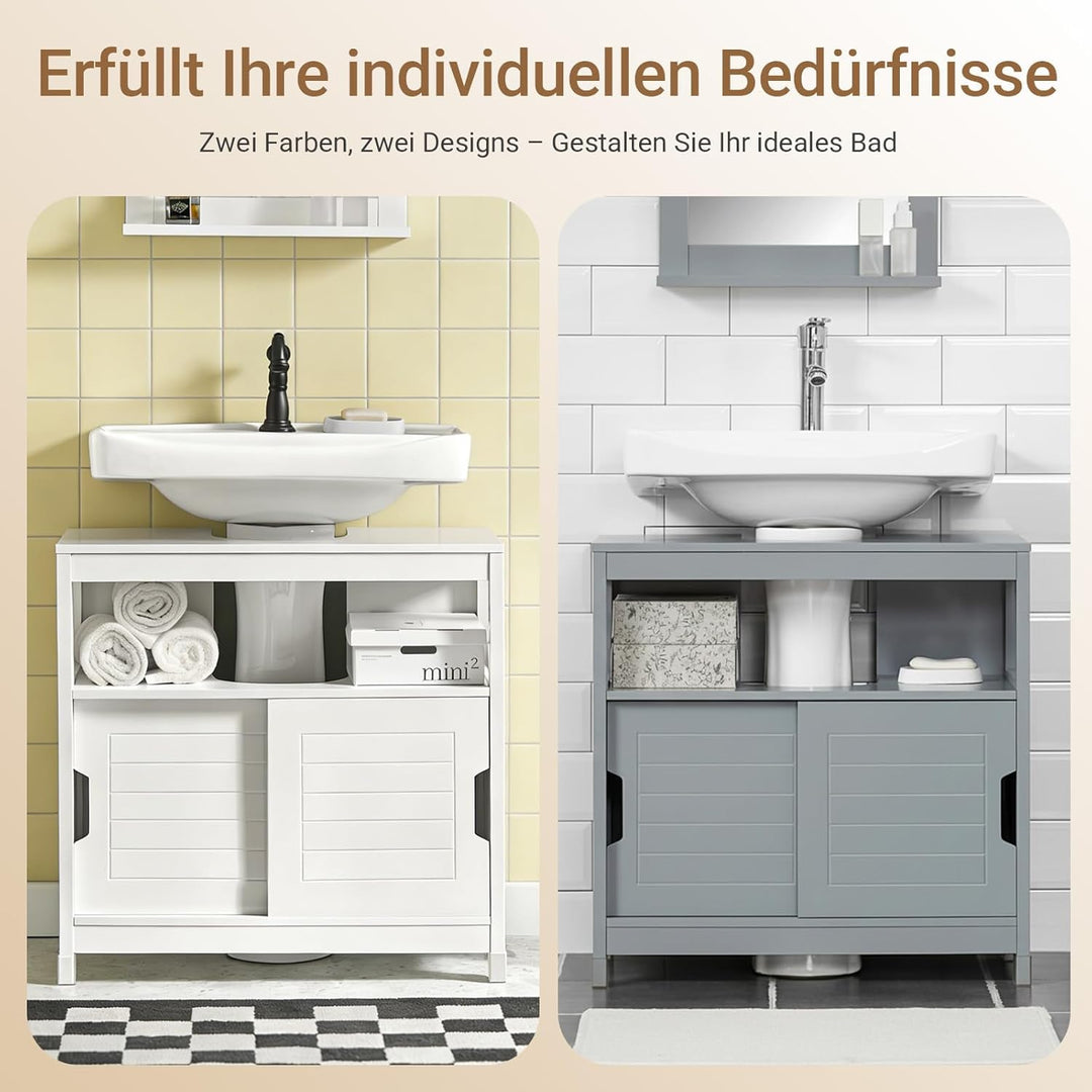 SoBuy FRG128-W Waschbeckenunterschrank Badmöbel Badschrank mit Fusspolster Unterschrank Waschtisch w