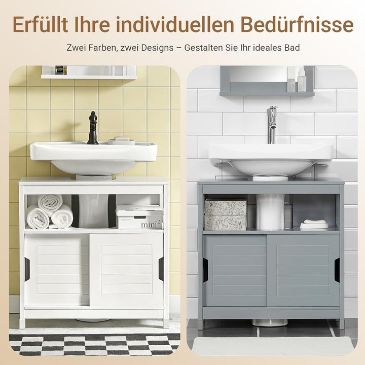 SoBuy FRG128-W Waschbeckenunterschrank Badmöbel Badschrank mit Fusspolster Unterschrank Waschtisch w