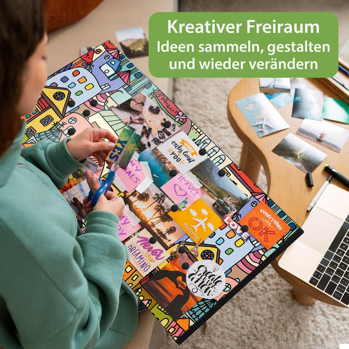 banjado Magnettafel schwarz 78 x 37cm / Magnetwand Metall/Magnetpinnwand als Memoboard/Pinnwand Magn