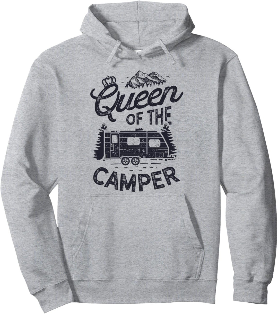 Queen Of The Camper Funny Camping Outdoor Women Girls RV Pullover Hoodie