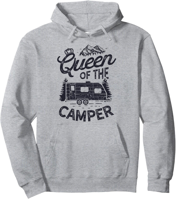 Queen Of The Camper Funny Camping Outdoor Women Girls RV Pullover Hoodie