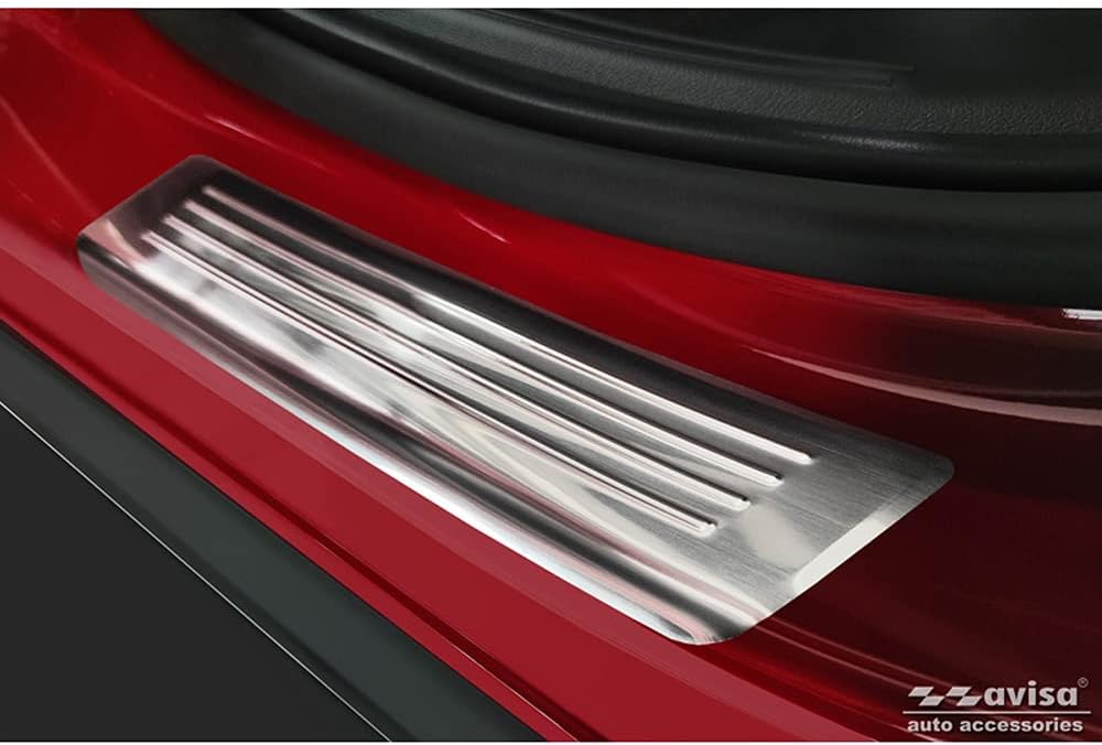 Avisa INOX Door sill Protectors Compatible with Hyundai Tucson (NX4E) 2020- 'Lines' - 2-Pieces (Rear