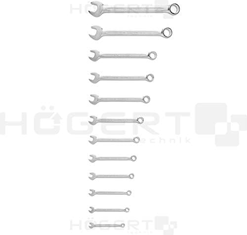 Högert Technik, 12er-Set Ring-Maulschlüssel, Grösse 6-12 mm, CrV, HT1W492 6/ 8/ 10/ 11/ 12/ 13/ 14/