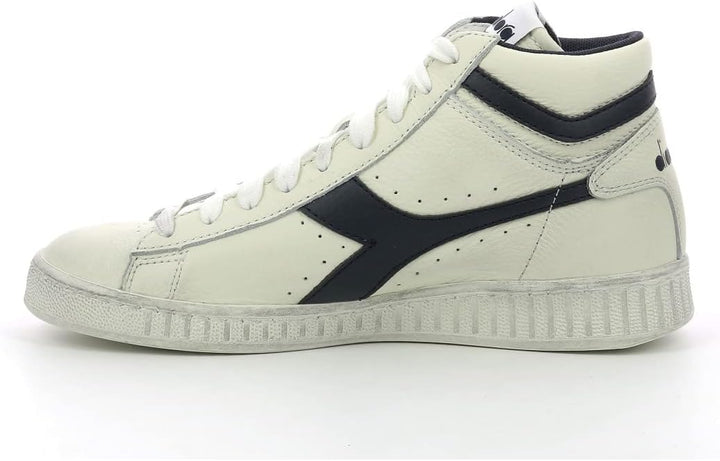Diadora Unisex Game L High Waxed Hohe Sneaker 36 EU Schmal Weiss White Blue Caspian Sea, 36 EU Schma