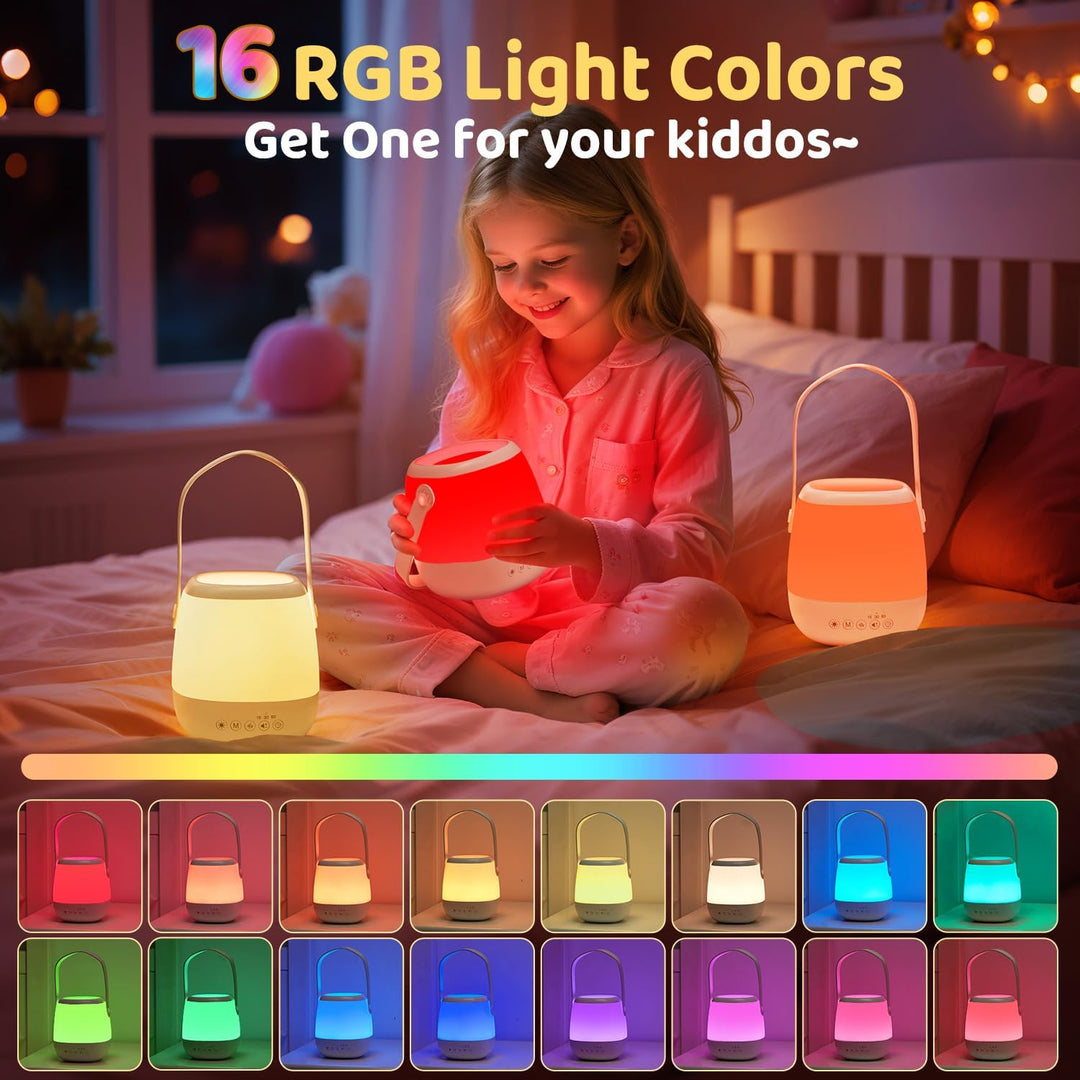 One Fire Nachtlicht Baby Stilllicht Dimmbar,12 White Noise Machine Baby Nachtlicht, 16 Farben+AUTO T