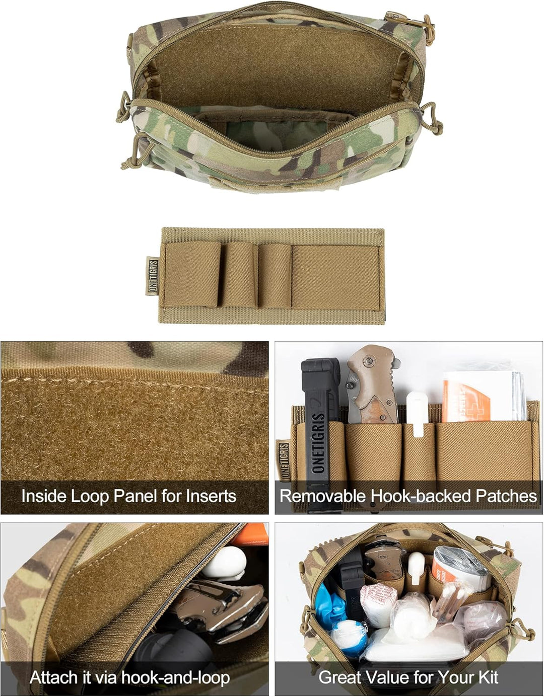 OneTigris Drop Down Pouch, PLUS1S Dump IFAK Pouch, Organizer Fronttasche für Taktische Weste Platten