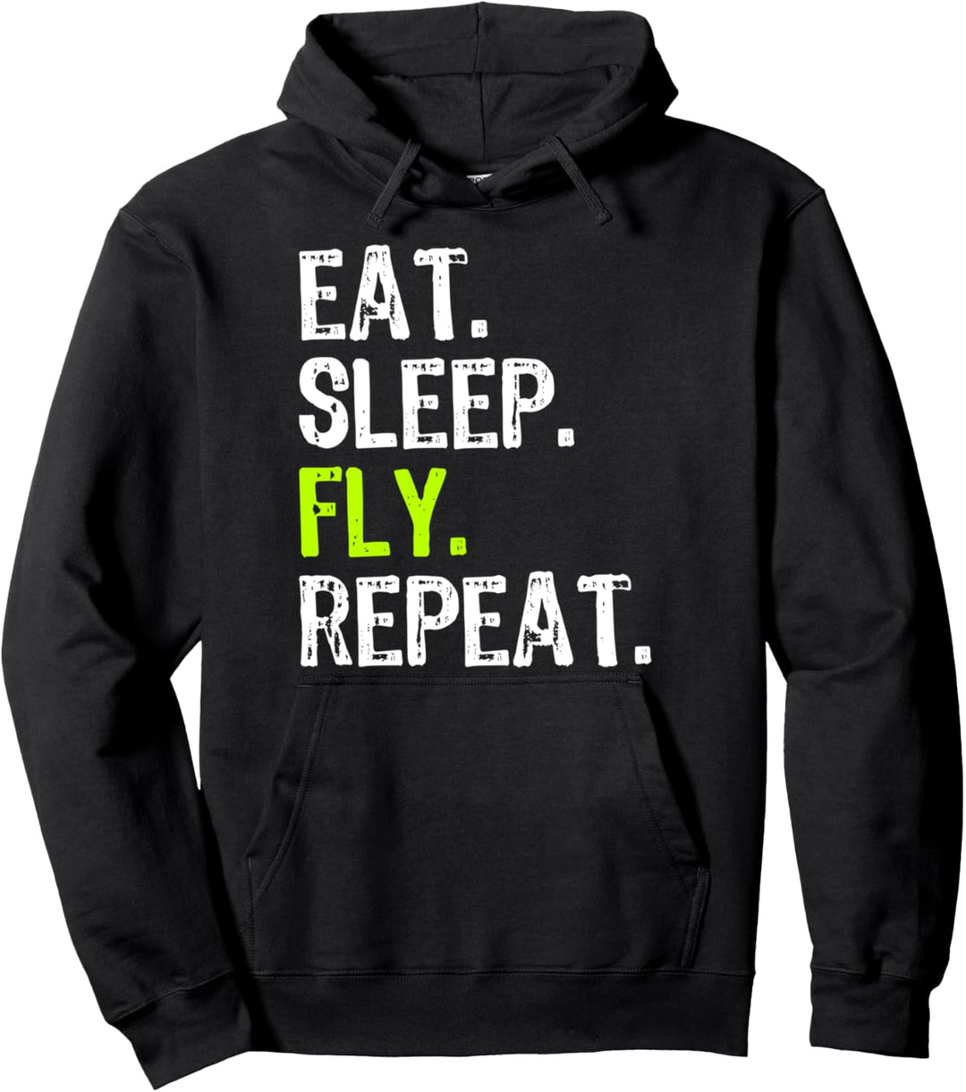 Eat Sleep Fly Repeat Aviation Pilot Aviator Funny Pullover Hoodie