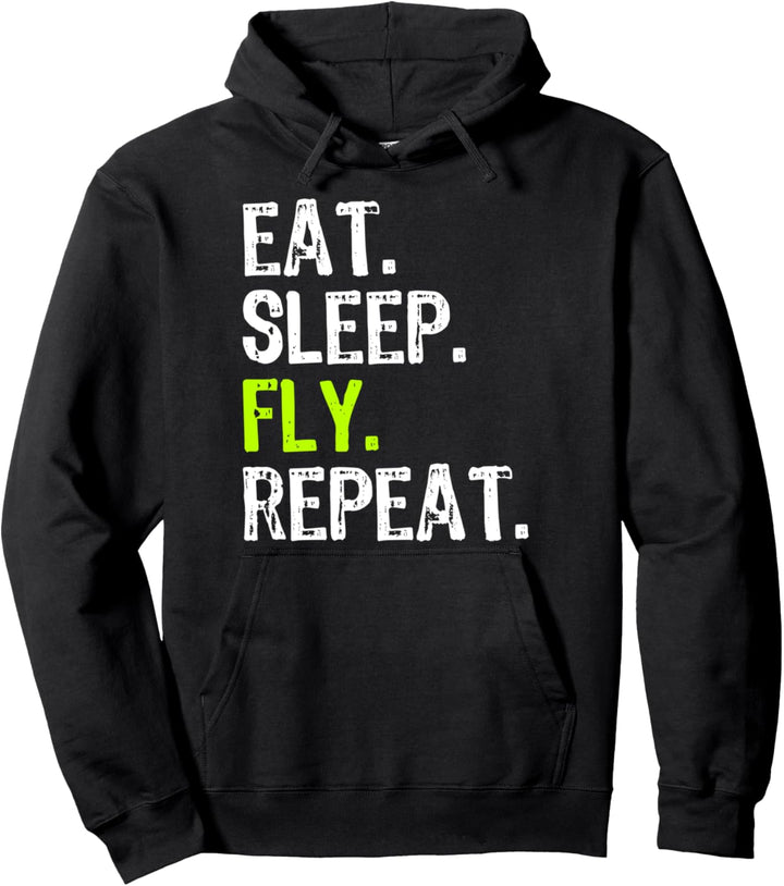 Eat Sleep Fly Repeat Aviation Pilot Aviator Funny Pullover Hoodie