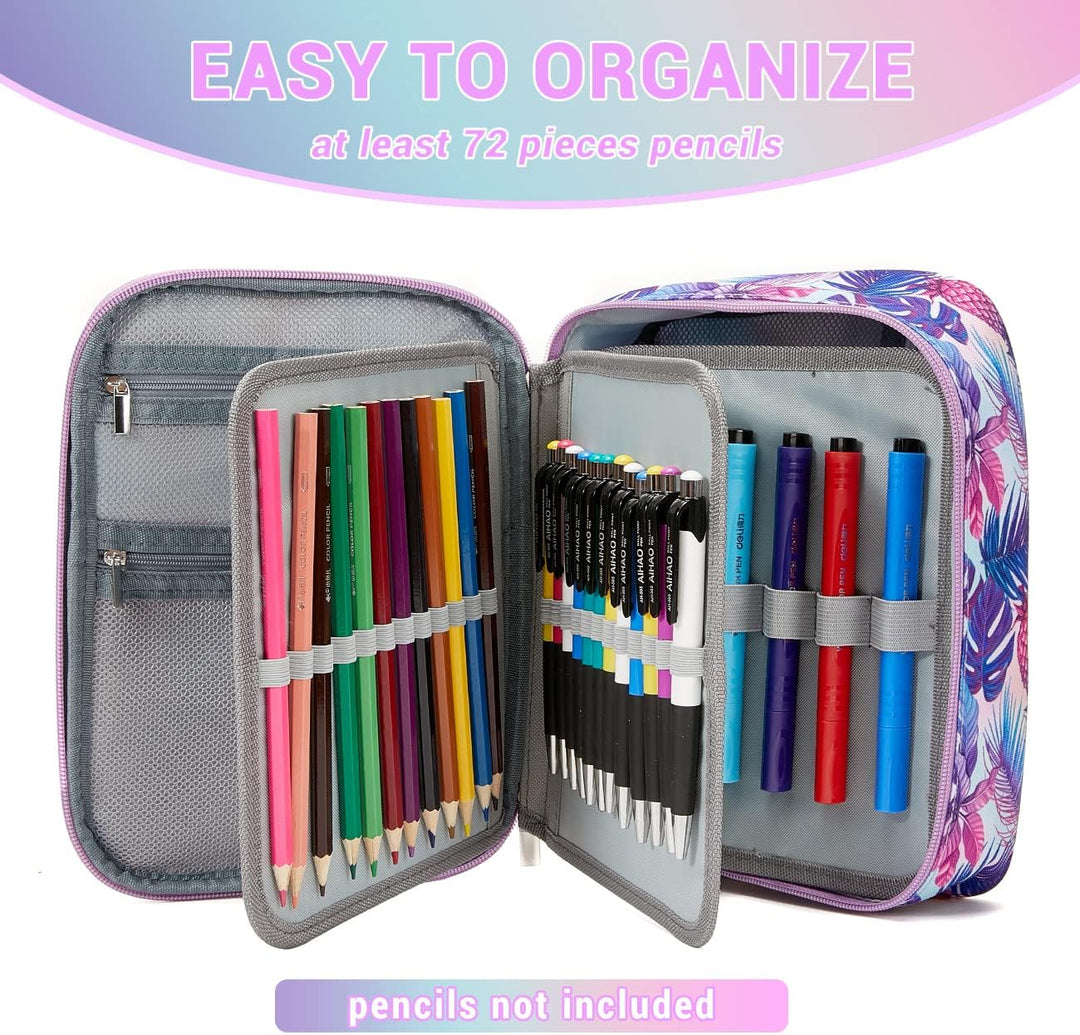 VASCHY Grosse Federmäppchen, Multi Fächer Mäppchen Organizer 72 Stück Etui Schule Federmappe Federta
