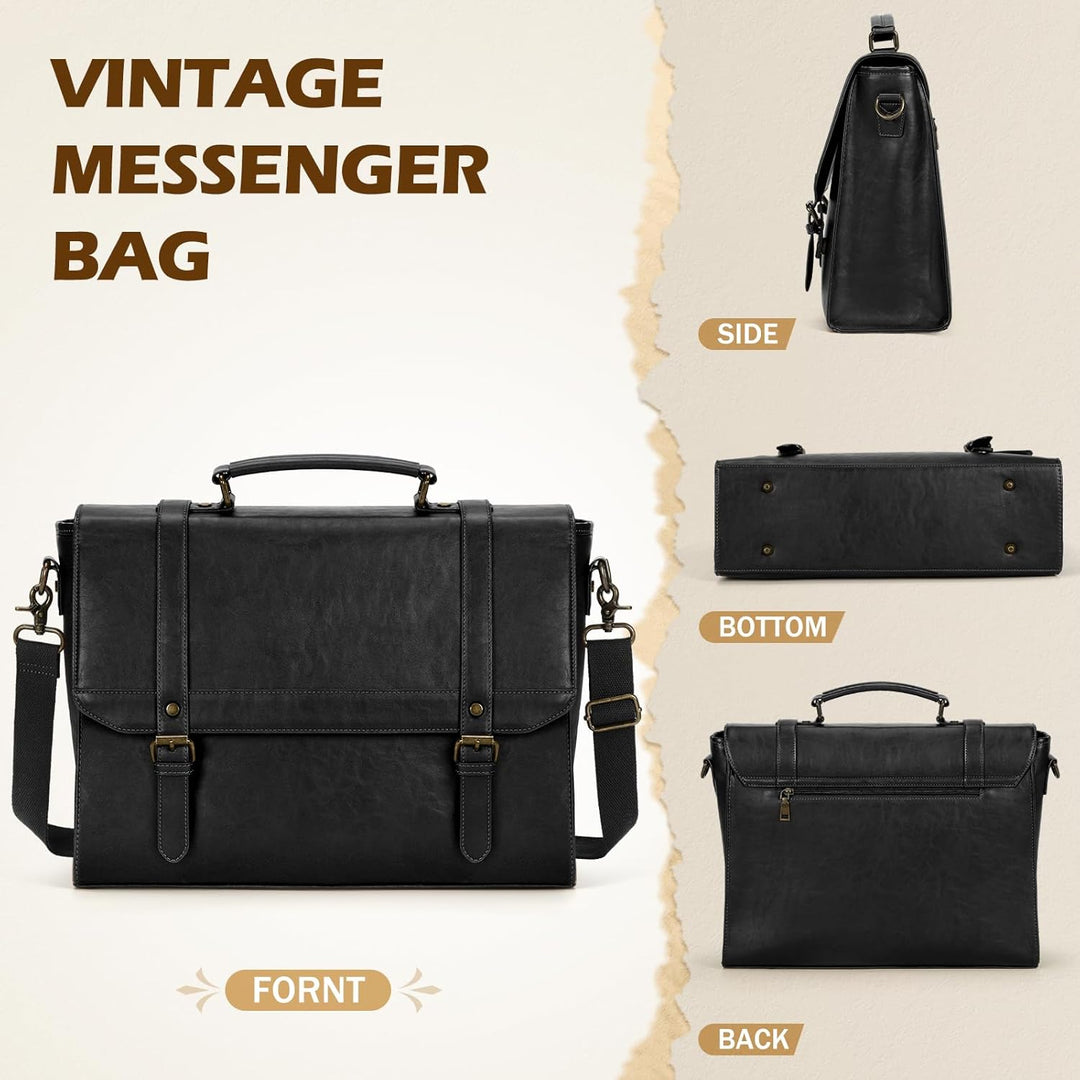 IGOLUMON Aktentasche Herren Wasserdicht Umhängetasche Herren 15,6 Zoll Laptoptasche Vintage Arbeitst