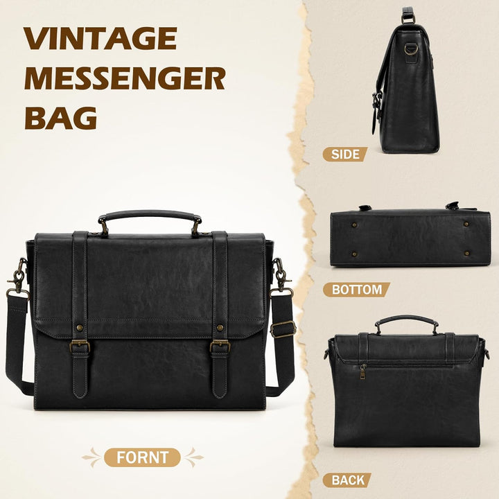 IGOLUMON Aktentasche Herren Wasserdicht Umhängetasche Herren 15,6 Zoll Laptoptasche Vintage Arbeitst