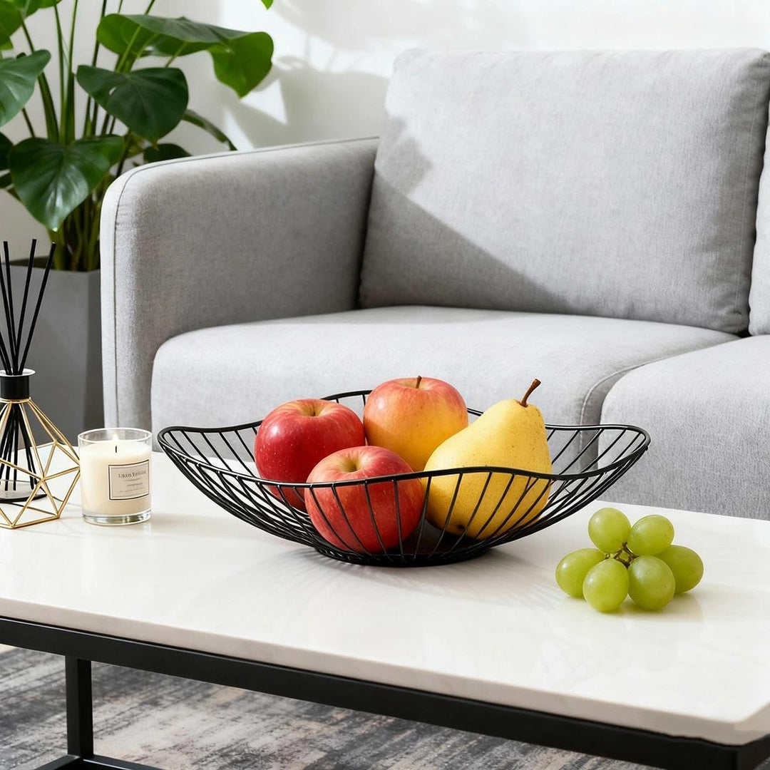 2er Set Obstkörbe Metall, Moderner Metall Obstkorb mit Hohlraum design,Flacher Obstkorb, für Haushal