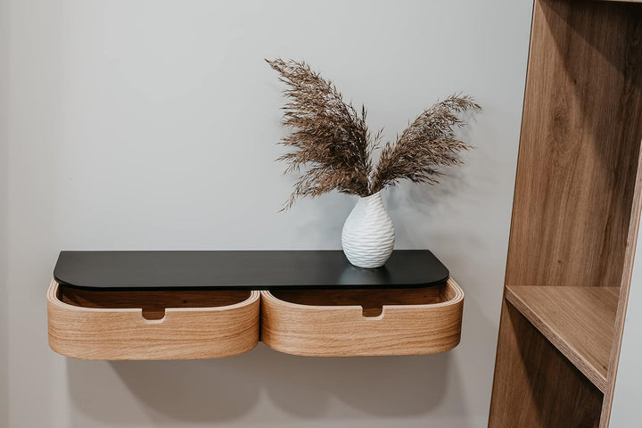 Valiai Schwebendes Regal mit 2 Schubladen - Kleine Wandschubladen Hängend - Schwebendes Wandregal mi