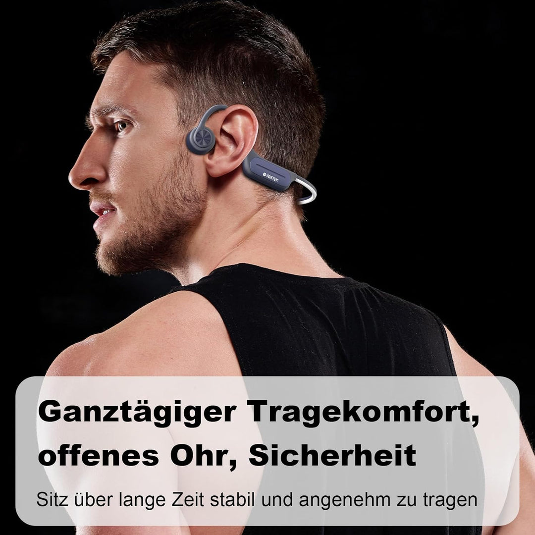 Voistek Knochenschall Kopfhörer,Bluetooth Open Ear Sportkopfhörer Kabellos mit IPX8 Wasserdichtigkei