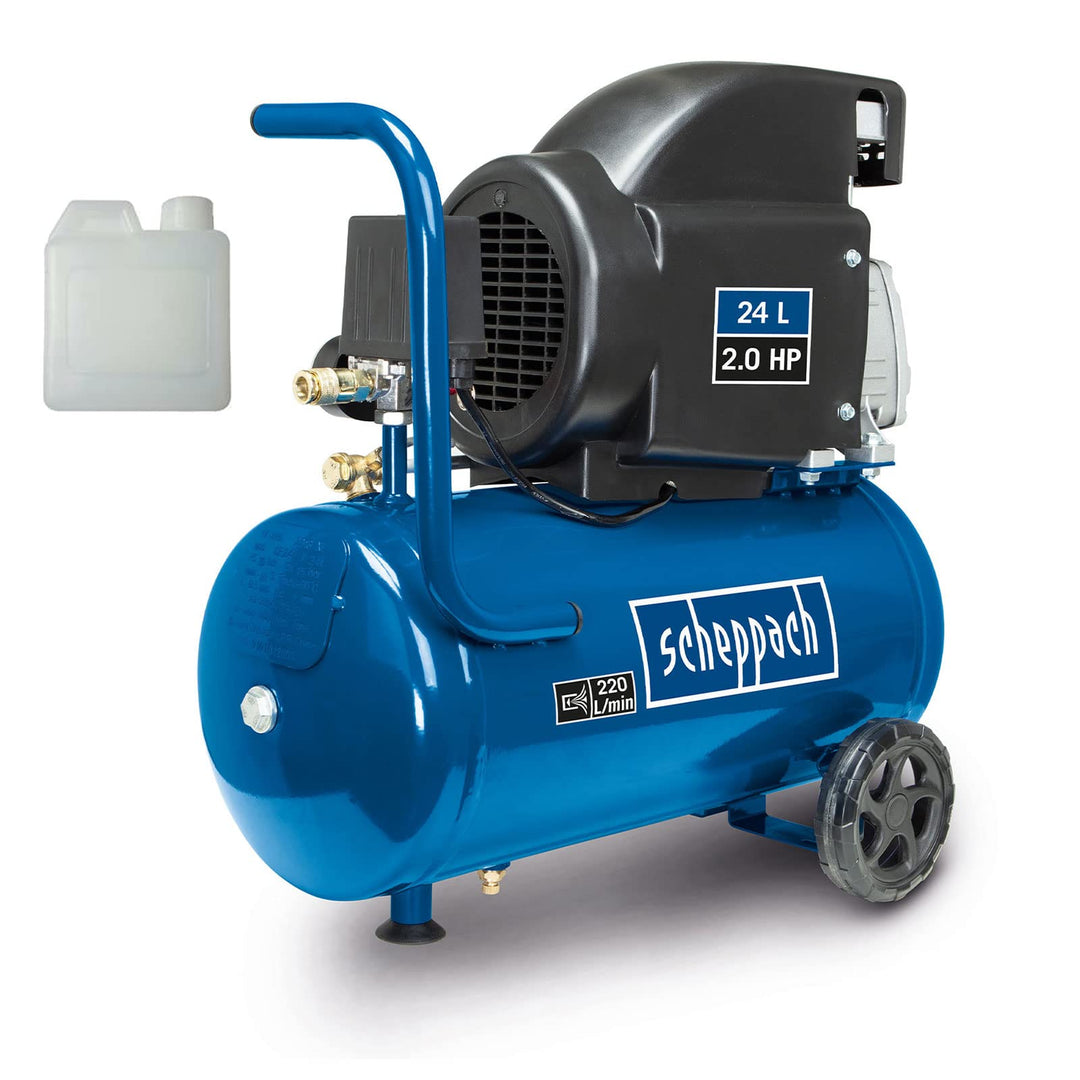 Scheppach Kompressor HC26 Druckluftkompressor | 220 l/min Ansaugleistung | 24L Kessel | 1500W | 8 ba