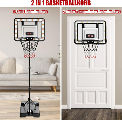 fisca Basketballkorb Kinder mit elektronischer Anzeigetafel, einstellbare Höhe 3,65ft-5,9ft Basketba