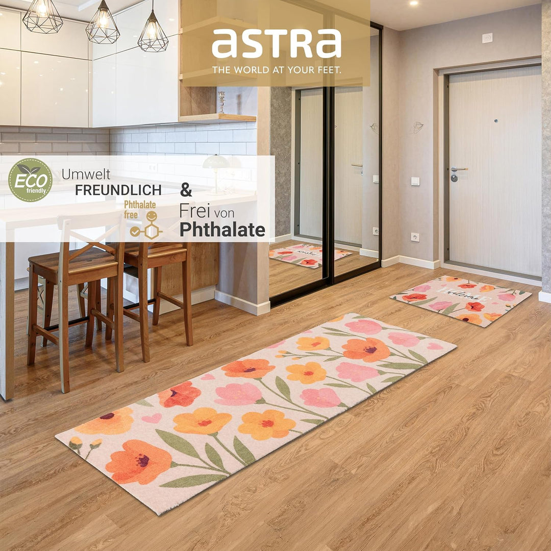 Astra rutschfeste Küchenläufer innen - Welcome Home Blumen 2er Set 50x70 + 50x150 cm - Wohnraum Fuss