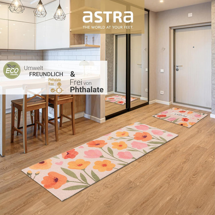Astra rutschfeste Küchenläufer innen - Welcome Home Blumen 2er Set 50x70 + 50x150 cm - Wohnraum Fuss