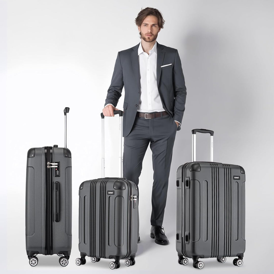 KONO 65cm Koffer Mittelgross Hartschale Trolley Rollkoffer Reisekoffer mit 4 Rollen 65x42x26cm (Koff