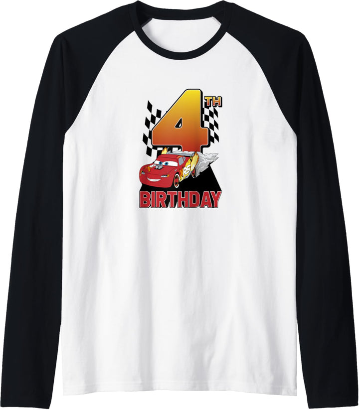 Disney Pixar Cars Lightning McQueen 4th Birthday Peel Out Raglan