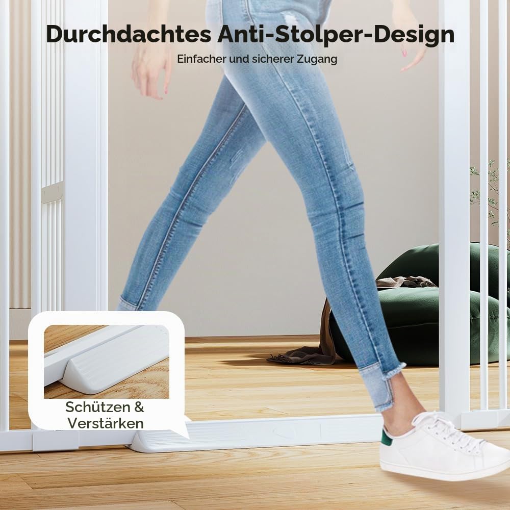 COMOMY 180 cm Extra Hoch Türgitter Katze/Hund, 75-110 cm Extra Breit Türschutzgitter mit Verstellbar