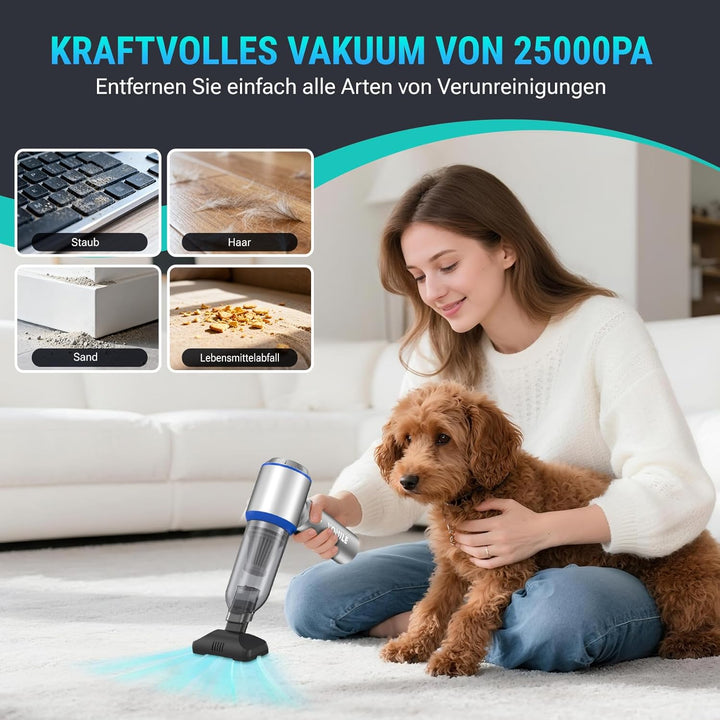 Yomile Handstaubsauger Kabellos,25000PA 4 in 1 Handstaubsauger Akku,Autostaubsauger mit Bürstenloser