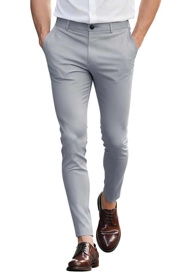 GINGTTO Herren Chino Hose Skinny Chinohose Casual mit Stretch Designer Hose Stoffhose 30W / 30L Grau