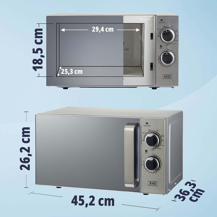 KHG Mikrowelle MW-20.1GSS mit Grill 20 L aus Metall in silber, 5 Leistungsstufen und 3 Kombinationss