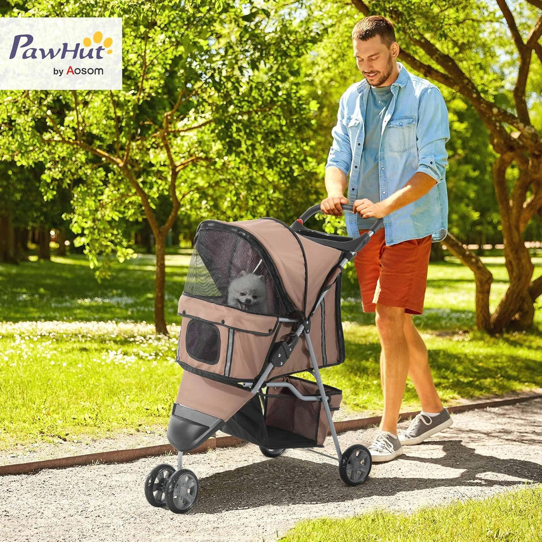 PawHut Hundewagen Hundebuggy Buggy Hunde Katzen Pet Stroller Hunde Buggy Kaffeebraun Kaffeebraun 75L