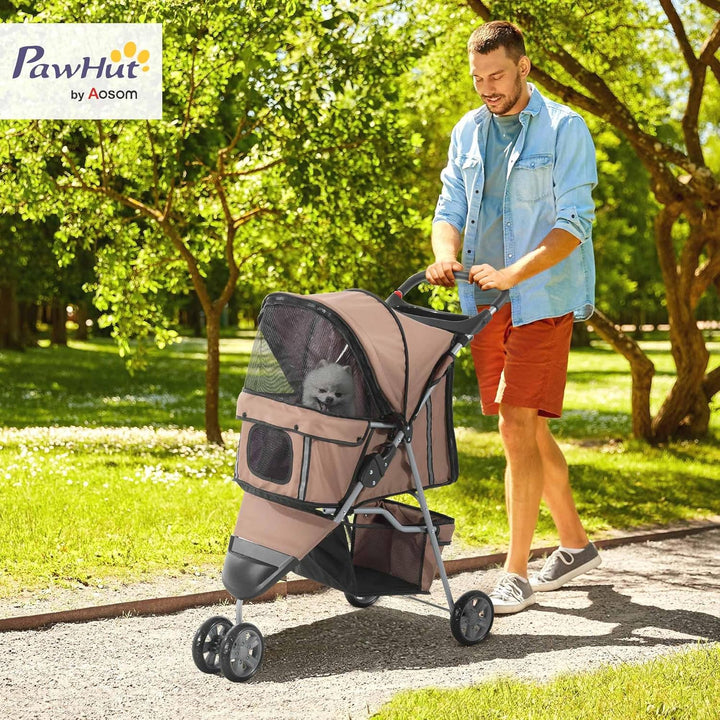 PawHut Hundewagen Hundebuggy Buggy Hunde Katzen Pet Stroller Hunde Buggy Kaffeebraun Kaffeebraun 75L