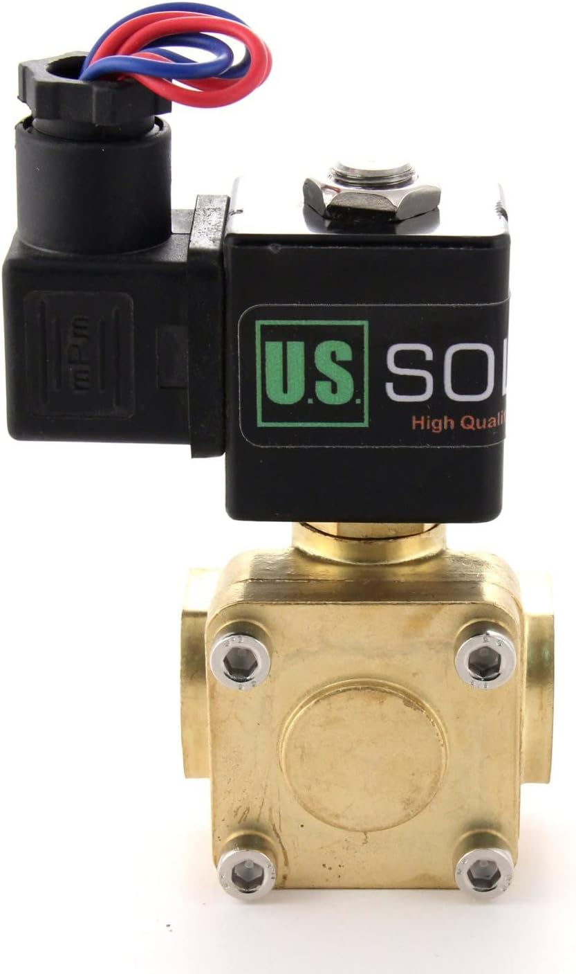 U.S. Solid 1/2" G 230V AC Messing Magnetventil 0,1-16 Bar für Wasser Luft Gas Öl, NC, VITON, Vertika