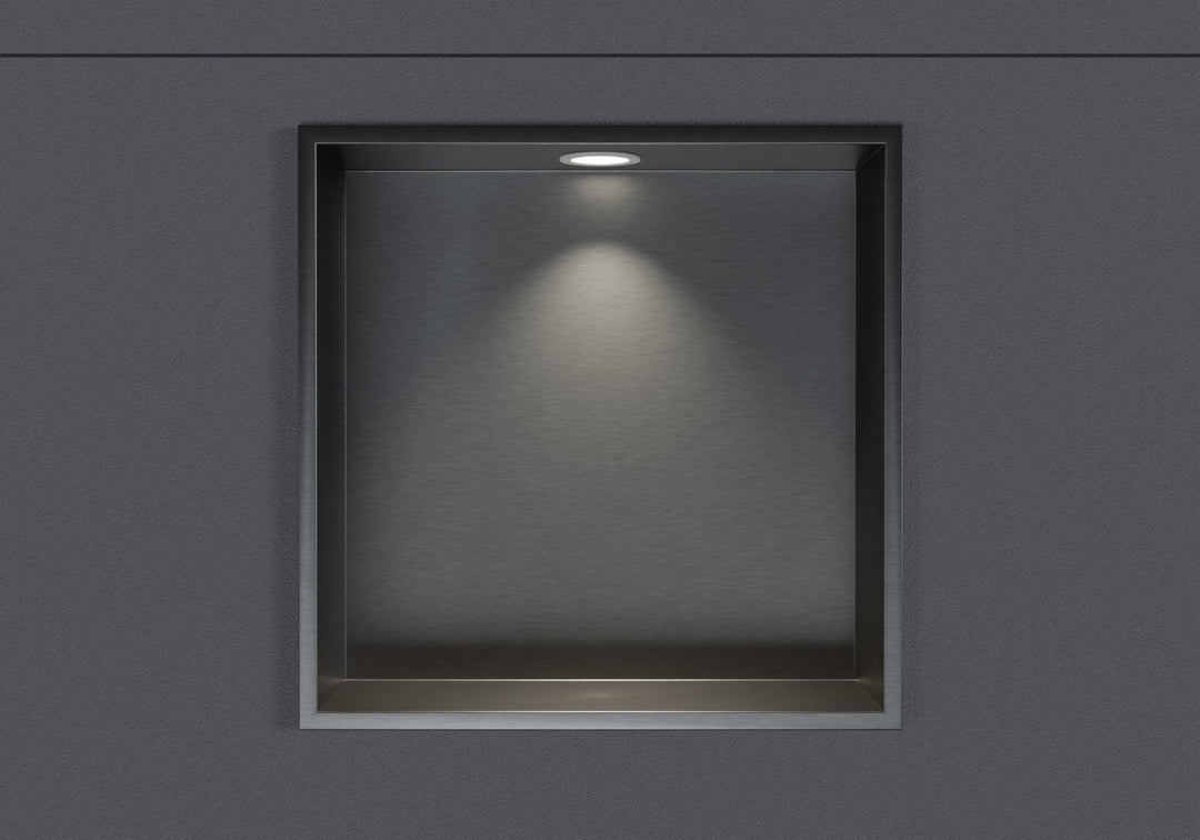 BERNSTEIN® Wandnische aus Edelstahl NT303010X mit LED-Beleuchtung– 30 x 30 x 10 cm – Duschablage für