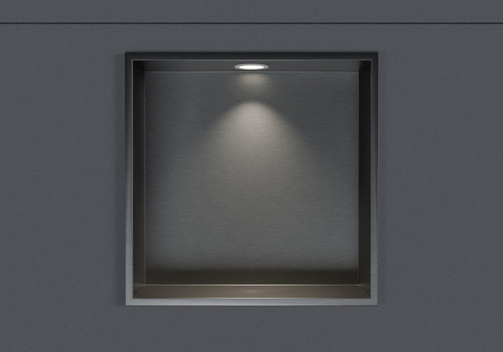 BERNSTEIN® Wandnische aus Edelstahl NT303010X mit LED-Beleuchtung– 30 x 30 x 10 cm – Duschablage für