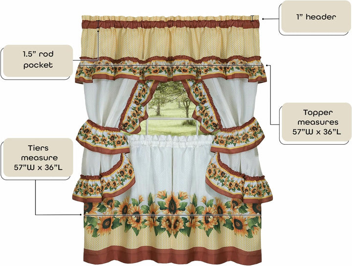 Achim Home Furnishings Black Eyed Susan Fenster Vorhang Cottage Set, 144,8 x 91,4 cm, Spice, 144,8 x