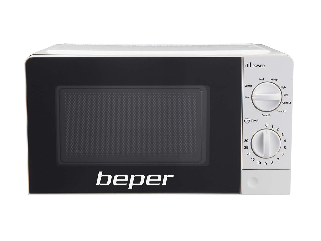 BEPER P101FOR001 Mikrowelle 20 l mit Grill, 700 Watt, einstellbarer Timer, 5 Leistungsstufen, 3 Koch