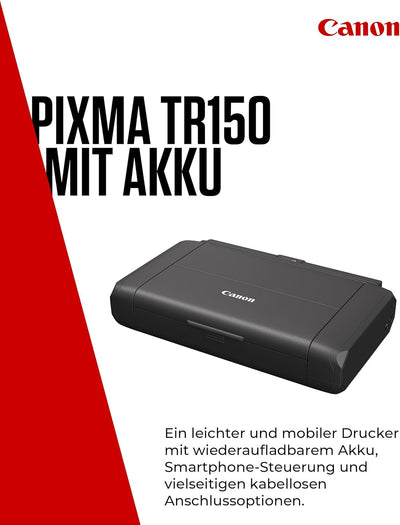 Canon PIXMA TR150 mobiler Drucker mit Akku (WLAN, Cloud, AirPrint, 4.800 dpi x 1.200 dpi, Highspeed