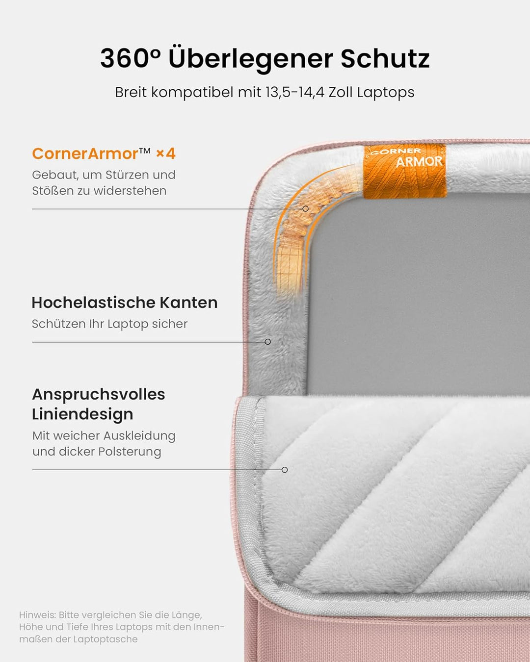 tomtoc 360° Tasche Hülle Kompatibel mit 14 Zoll Acer, ASUS, Dell, HP, Lenovo Laptop Notebook Chromeb