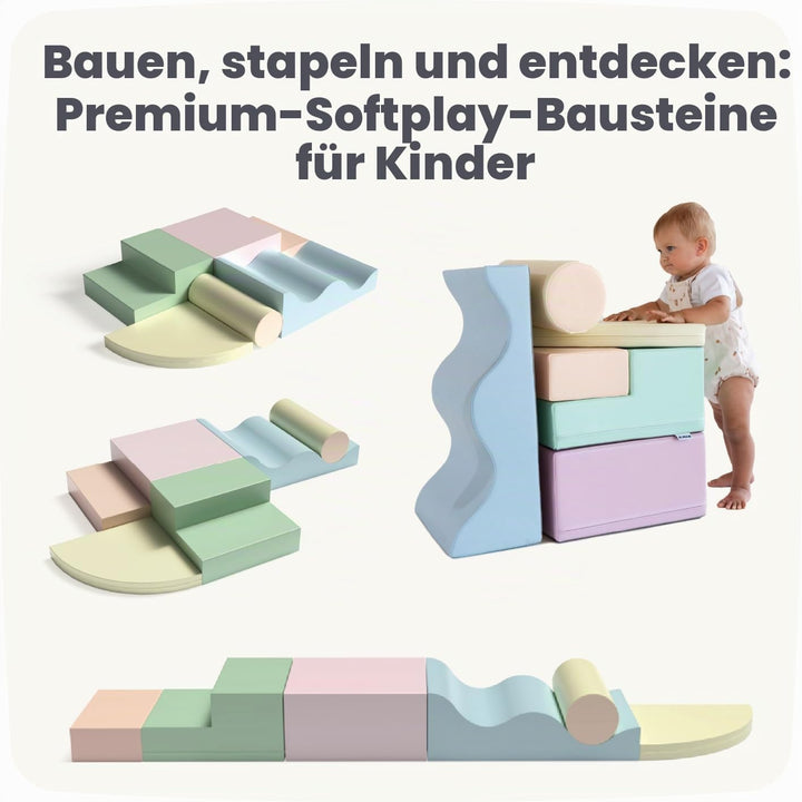 IGLU SOFT PLAY Explorer Set 6 STK Softbausteine Motorische Fähigkeiten Riesenbausteine Klettern Scha