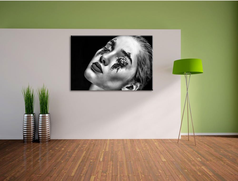 Pixxprint Dark Rotes Auge als Leinwandbild | Grösse: 100x70 | Wandbild| Kunstdruck | fertig bespannt