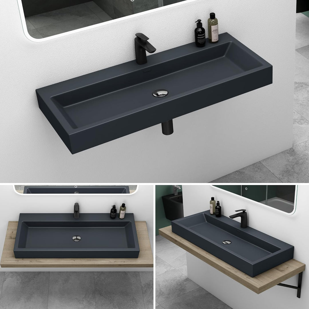 Mai & Mai Waschbecken Aufsatzwaschbecken Hängewaschbecken Breite: 60cm Waschschale Mineralguss in ma