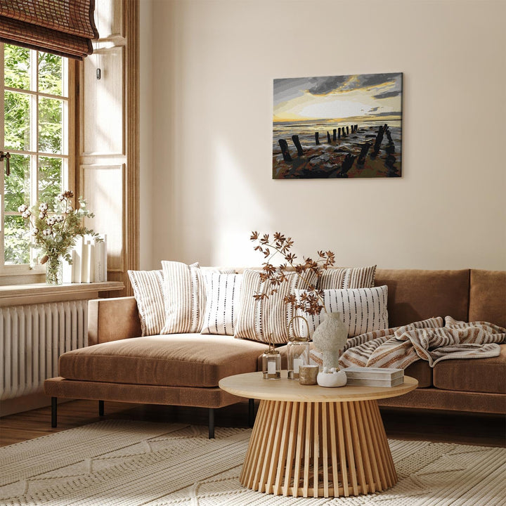 murando - Malen nach Zahlen Strand Meer 60x40 cm Malset mit Holzrahmen auf Leinwand für Erwachsene K